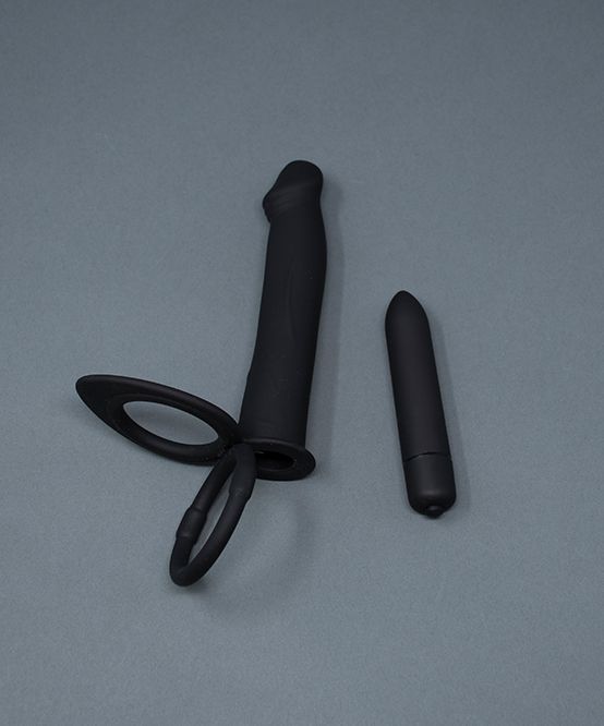 TROPHY BOY® DP Vibrator & Cock Ring w/ 10-Speed Vibrating Bullet